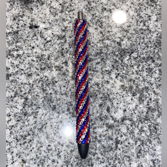Red, Silver & Blue Rhinestone Gel Pen 🇺🇸 - Picture 3 of 5
